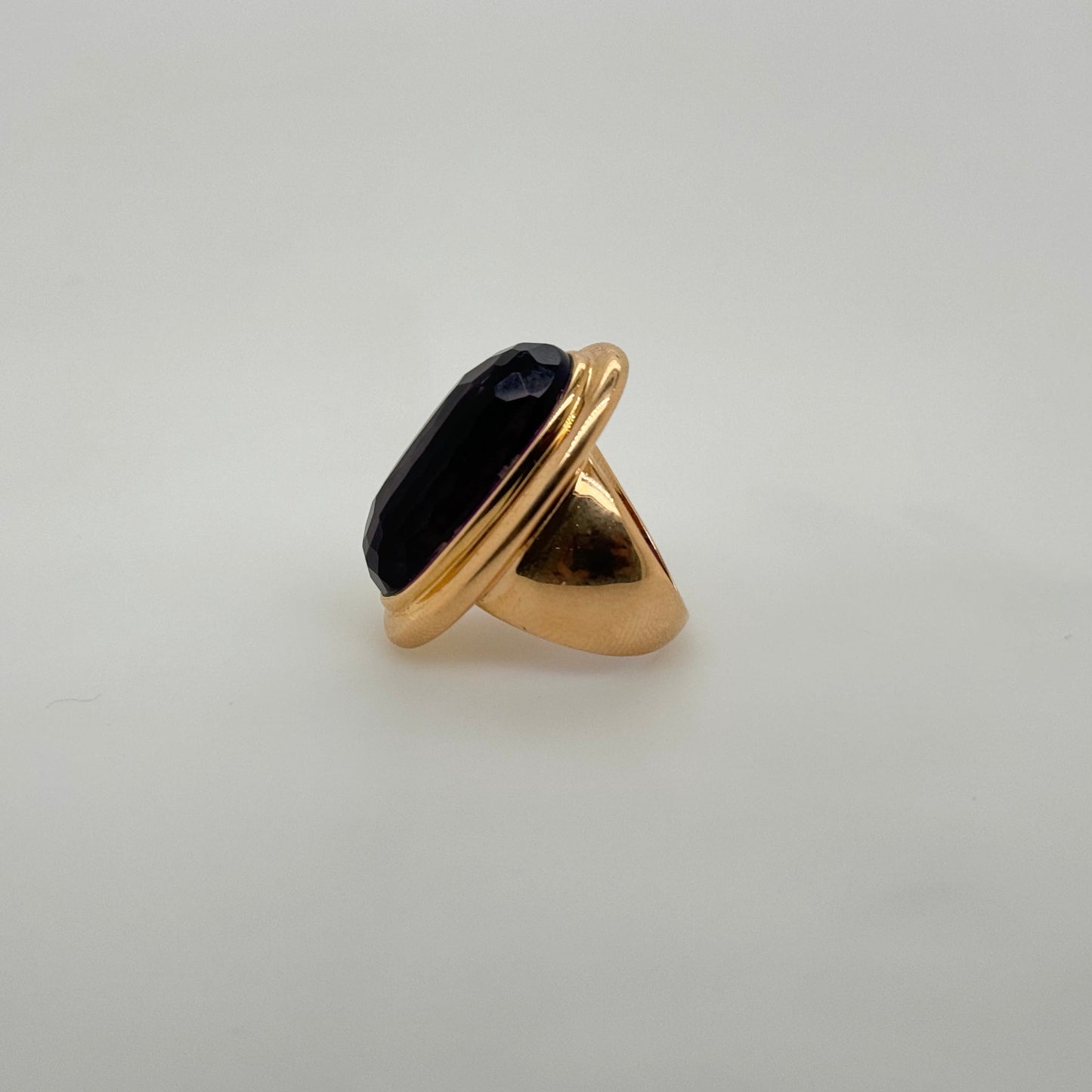 18ct Rose Gold Large Elongated Oval Amethyst Ring