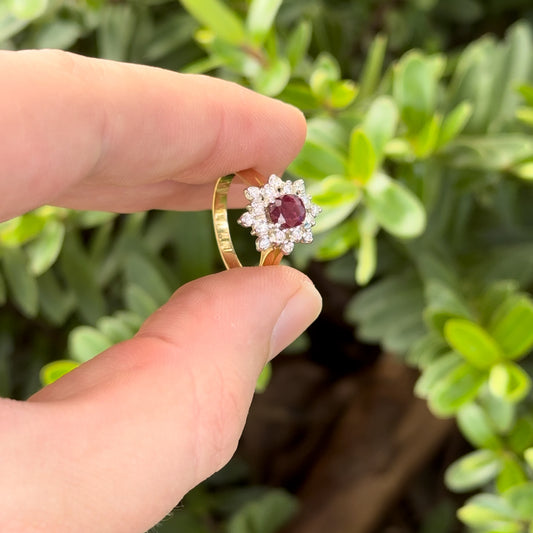 18ct Ruby and Diamond Cluster Ring