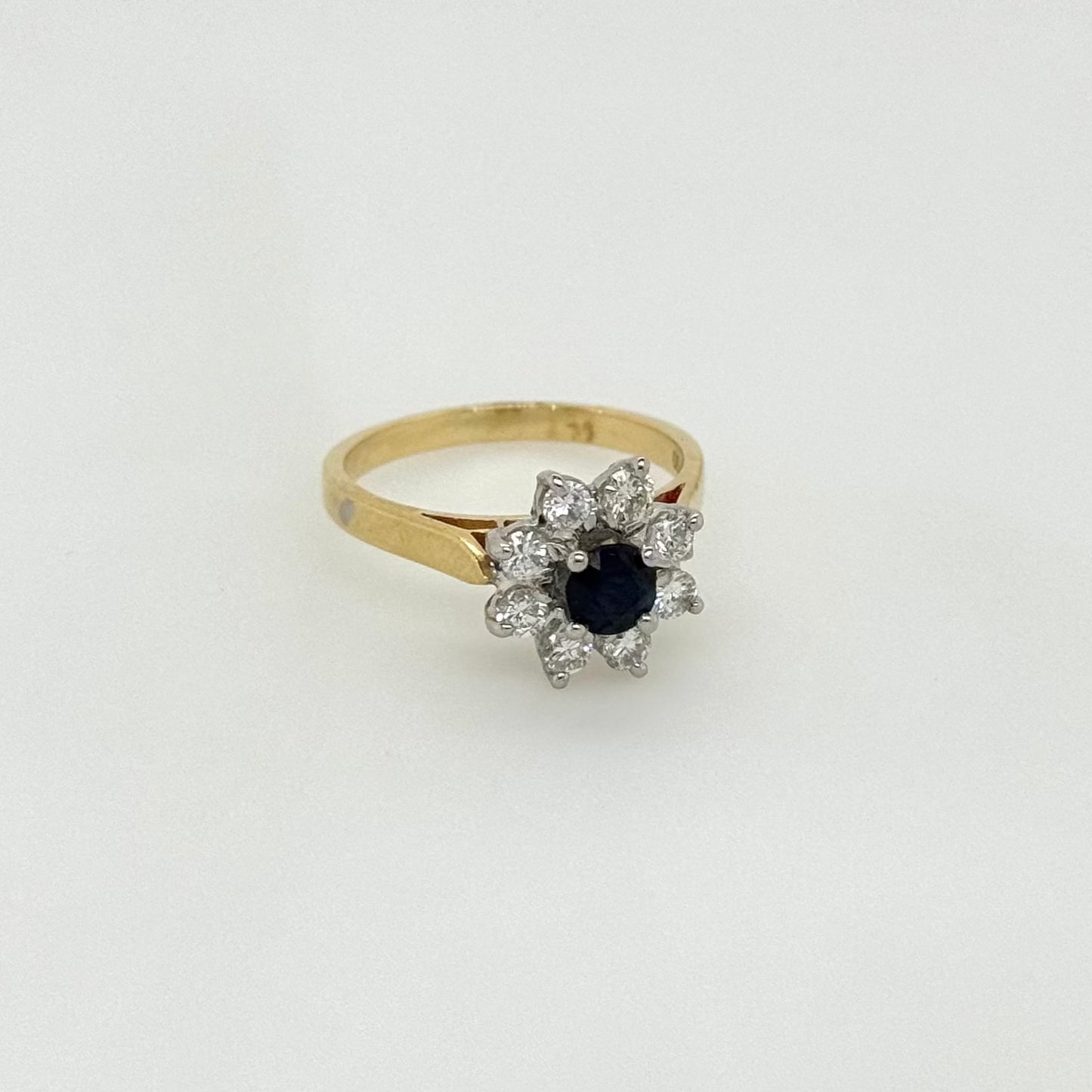 18ct Blue Sapphire and Diamond Cluster Ring